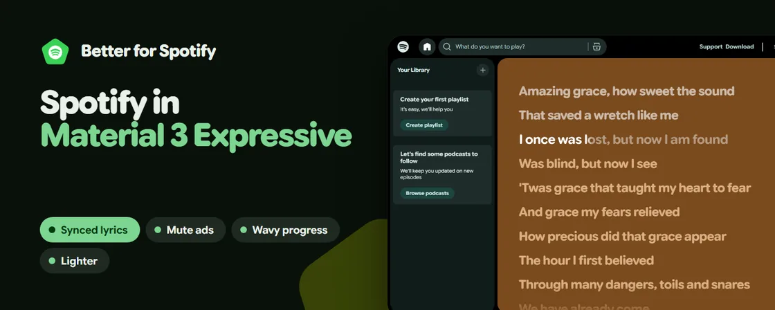 Better for Spotify — screenshot di Spotify ridisegnato